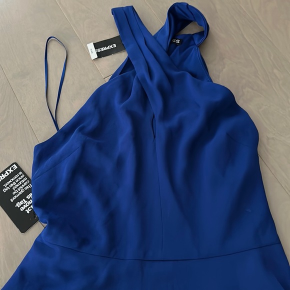 BNWT gorgeous blue express halter neck dress - size 0 - Picture 3 of 3